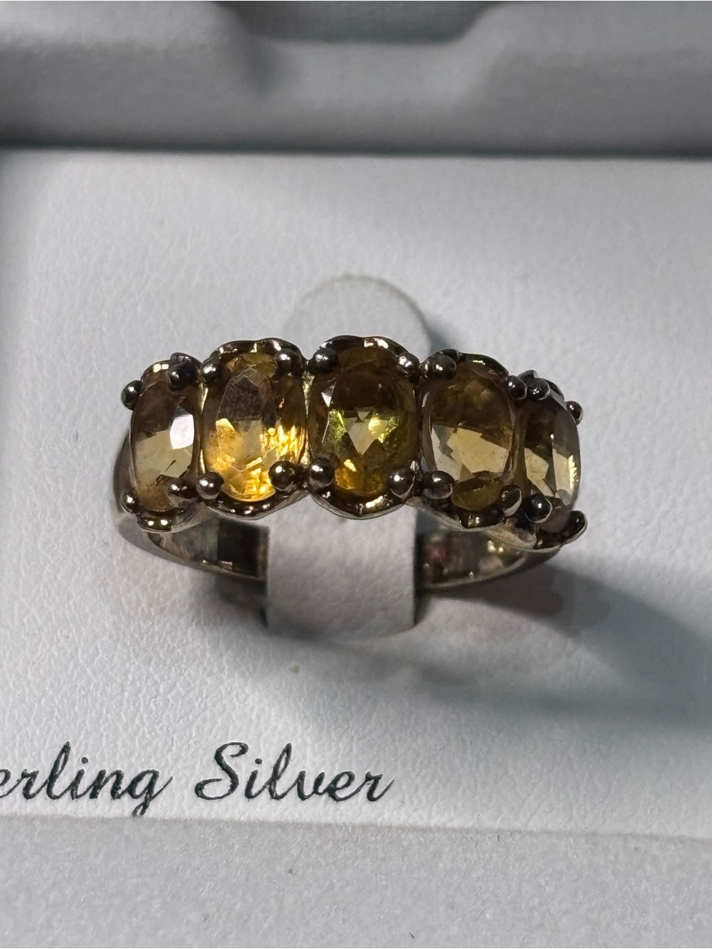 Sterling Silver and Genuine Citrine Band Ring, sz 8